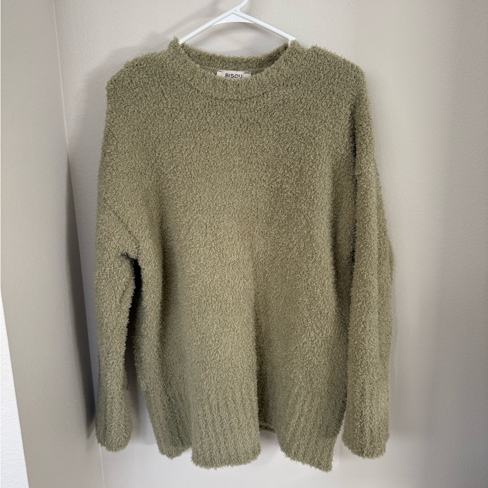 Bisou Bisou Olive Crew Neck Sweater